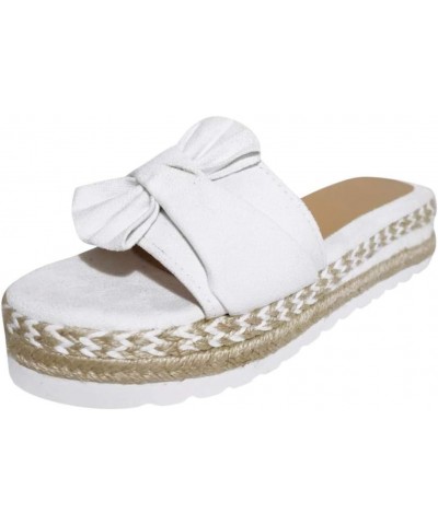 Women's Summer Breathable Slip On Bow Beach Weave Sandals Open Shoes Toe Flat Women's Sandals Womens Dressy Sandals Size 7 1/...