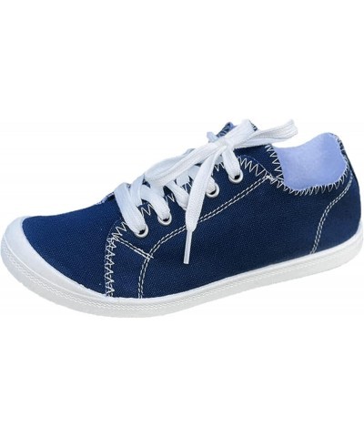 Womens Fall Fashion 2022 Canvas Shoes Women's Fashion Sneakers Solid Color Casual Shoes Gifts for Women/Teen Blue $16.49 Fash...