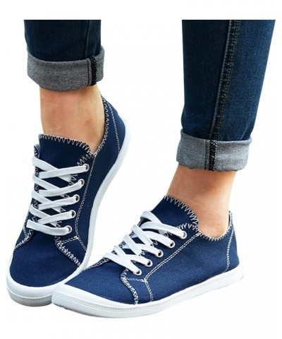 Womens Fall Fashion 2022 Canvas Shoes Women's Fashion Sneakers Solid Color Casual Shoes Gifts for Women/Teen Blue $16.49 Fash...