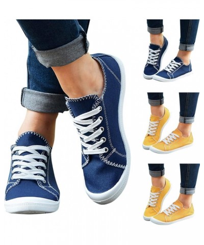 Womens Fall Fashion 2022 Canvas Shoes Women's Fashion Sneakers Solid Color Casual Shoes Gifts for Women/Teen Blue $16.49 Fash...