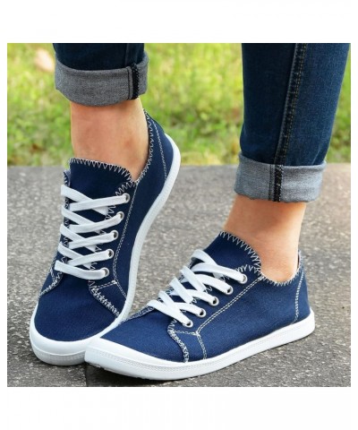 Womens Fall Fashion 2022 Canvas Shoes Women's Fashion Sneakers Solid Color Casual Shoes Gifts for Women/Teen Blue $16.49 Fash...