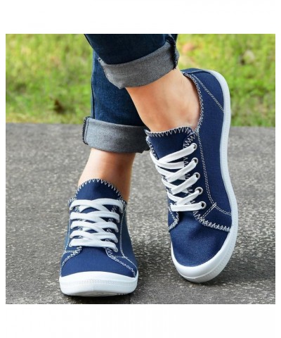 Womens Fall Fashion 2022 Canvas Shoes Women's Fashion Sneakers Solid Color Casual Shoes Gifts for Women/Teen Blue $16.49 Fash...