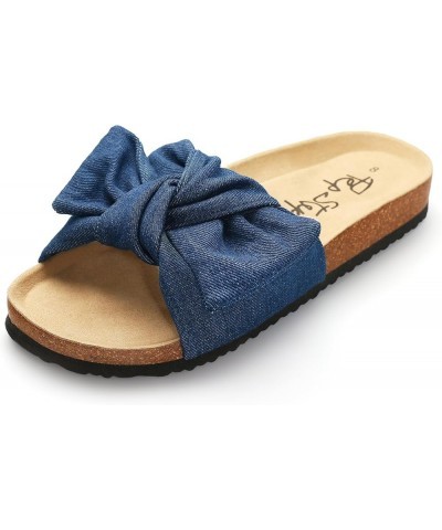 Slide Sandals for Women or Ladies Dressy Summer Casual, Cute Bow Tie Knot On Top Strap, Comfy Slip On Cork Foot Bed Navy $19....