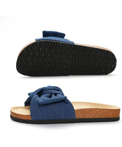 Slide Sandals for Women or Ladies Dressy Summer Casual, Cute Bow Tie Knot On Top Strap, Comfy Slip On Cork Foot Bed Navy $19....