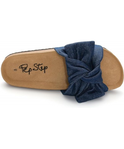 Slide Sandals for Women or Ladies Dressy Summer Casual, Cute Bow Tie Knot On Top Strap, Comfy Slip On Cork Foot Bed Navy $19....