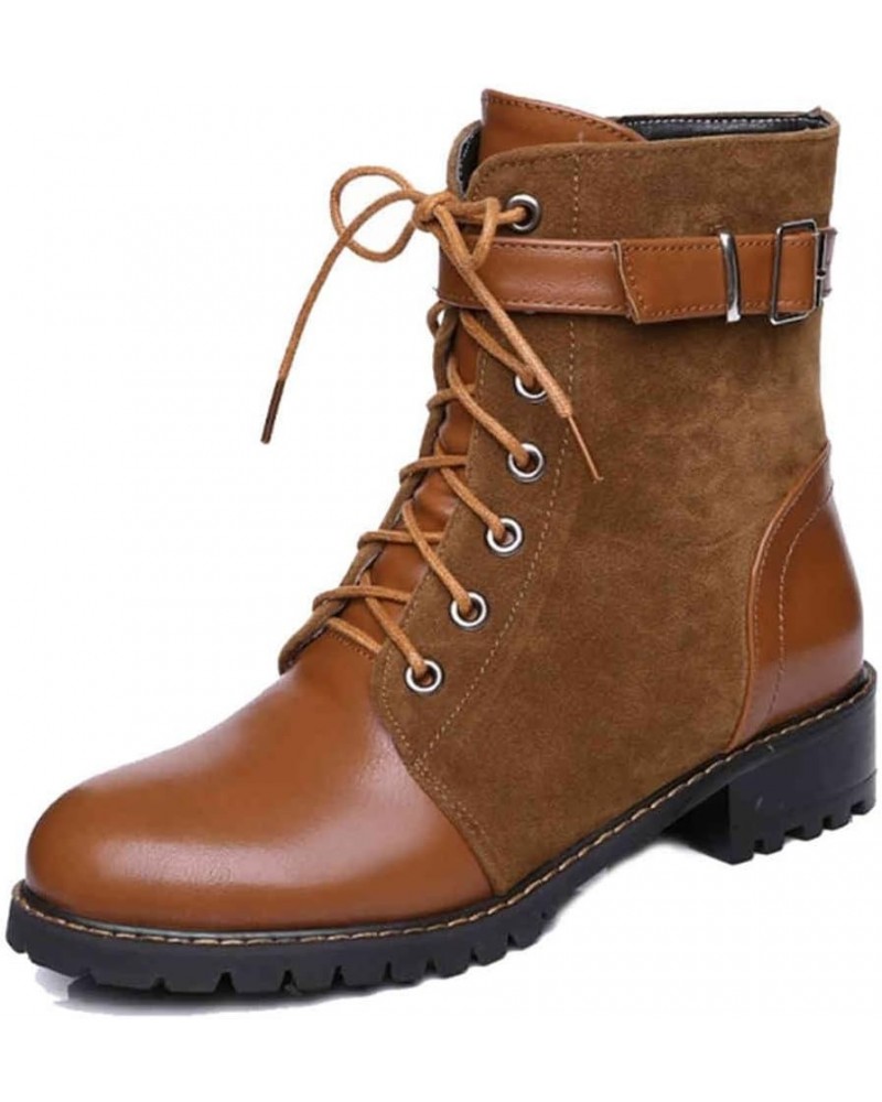 Women Ankle Boots and Large Size Flat Boots with Lace Up and 3-colors Available Brown $27.72 Boots