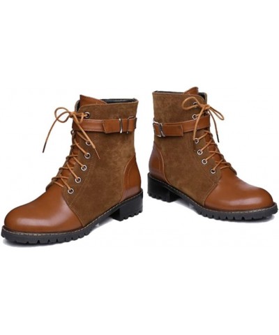 Women Ankle Boots and Large Size Flat Boots with Lace Up and 3-colors Available Brown $27.72 Boots