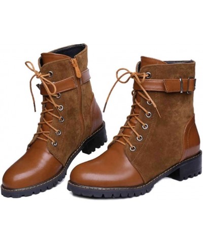 Women Ankle Boots and Large Size Flat Boots with Lace Up and 3-colors Available Brown $27.72 Boots