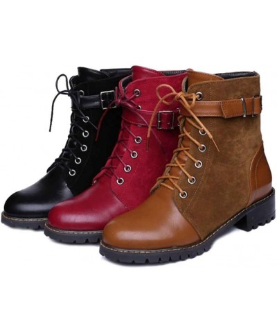 Women Ankle Boots and Large Size Flat Boots with Lace Up and 3-colors Available Brown $27.72 Boots