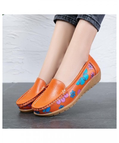 womens slip on sneakers Women Breathable Leopard Print Flat Round Toe Comfortable Slip-On Casual Single Shoes Z-04 Orange $13...