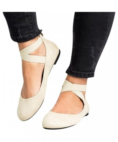 Flats Shoes Women Dressy Comfortable Women Pointed Toe Single Shoes Suede Flock Casual Buckle Strap Loafers Shoes Z3-beige $2...