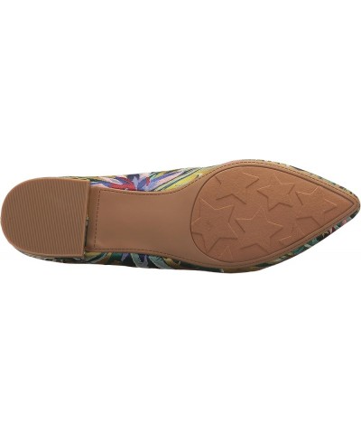 Women's Gavin Pointed Toe Flat Yellow Lotus Print $37.48 Flats