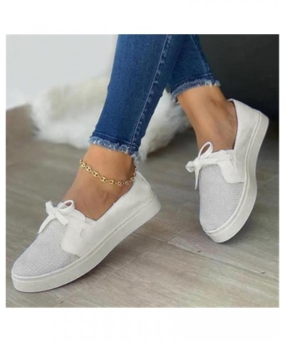 Women's Canvas Slip On Shoes Casual Flats Comfort Sneakers Womens Flats White $14.23 Mules & Clogs