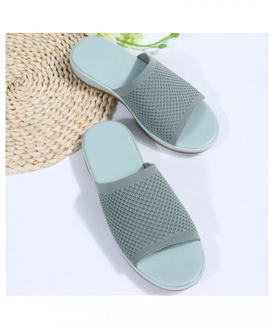 Arch Support Sandals for Women Dressy Slippers Fashion Mesh Women's Flat Casual Color And Breathable Sandals Solid Green $13....