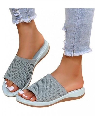 Arch Support Sandals for Women Dressy Slippers Fashion Mesh Women's Flat Casual Color And Breathable Sandals Solid Green $13....