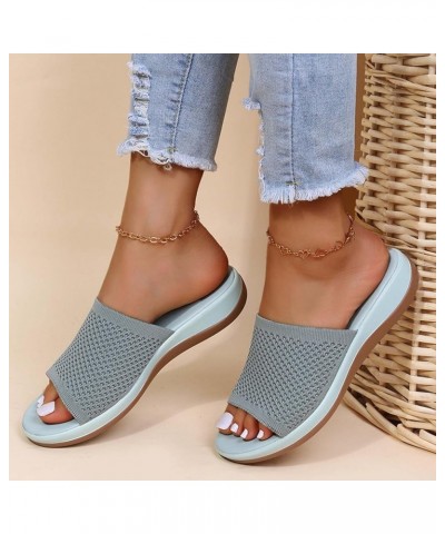 Arch Support Sandals for Women Dressy Slippers Fashion Mesh Women's Flat Casual Color And Breathable Sandals Solid Green $13....