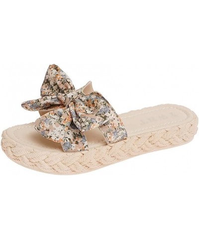 Slippers Women Summer Outdoor Cute, Ladies Slippers Beach Slippers, Sandals with Bow, Thick Sole Sandals, Leather Sandals for...