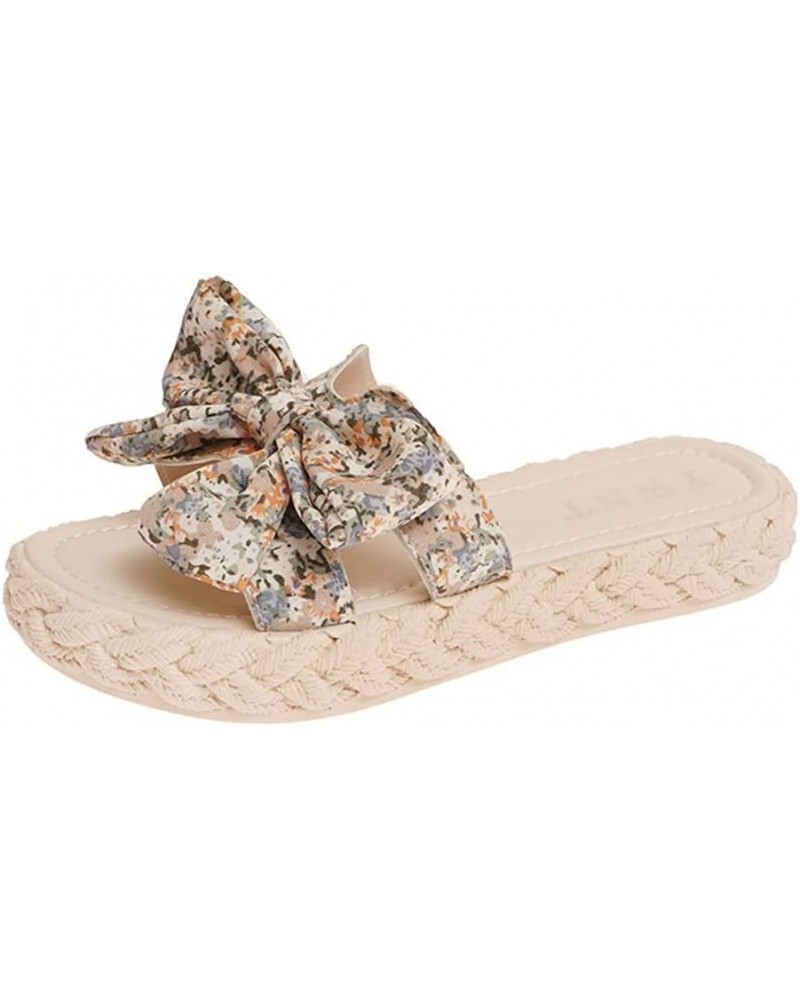 Slippers Women Summer Outdoor Cute, Ladies Slippers Beach Slippers, Sandals with Bow, Thick Sole Sandals, Leather Sandals for...