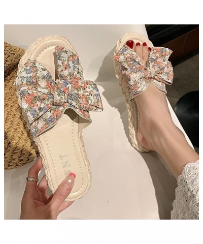 Slippers Women Summer Outdoor Cute, Ladies Slippers Beach Slippers, Sandals with Bow, Thick Sole Sandals, Leather Sandals for...