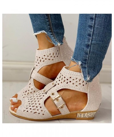 Wear to Work Sandals for Women Side Zipper Peep Toe Fish Mouth Sandal Chunky Stacked Low Heeled Summer Sandals A-06 White $17...