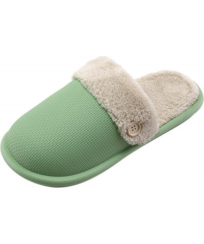 Women's Plush Home Slippers Men Warm Shoes Soft Plush House Slippers Flip Flop Home Baotou Slip On Plush Slippers Green $13.2...