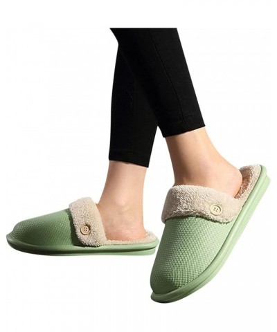 Women's Plush Home Slippers Men Warm Shoes Soft Plush House Slippers Flip Flop Home Baotou Slip On Plush Slippers Green $13.2...