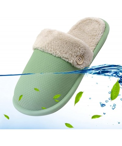 Women's Plush Home Slippers Men Warm Shoes Soft Plush House Slippers Flip Flop Home Baotou Slip On Plush Slippers Green $13.2...