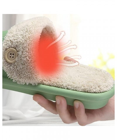 Women's Plush Home Slippers Men Warm Shoes Soft Plush House Slippers Flip Flop Home Baotou Slip On Plush Slippers Green $13.2...