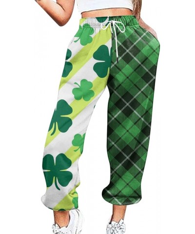 St Patricks Day Casual Pants Plus Size Women Pockets High Waist Sporty Gym Athletic Fit Jogger Womens Work Clothes Busin St P...