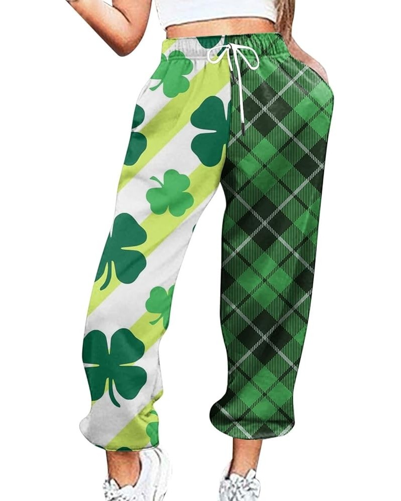 St Patricks Day Casual Pants Plus Size Women Pockets High Waist Sporty Gym Athletic Fit Jogger Womens Work Clothes Busin St P...