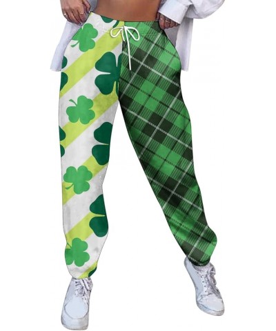 St Patricks Day Casual Pants Plus Size Women Pockets High Waist Sporty Gym Athletic Fit Jogger Womens Work Clothes Busin St P...