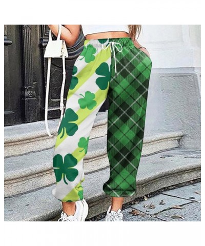 St Patricks Day Casual Pants Plus Size Women Pockets High Waist Sporty Gym Athletic Fit Jogger Womens Work Clothes Busin St P...