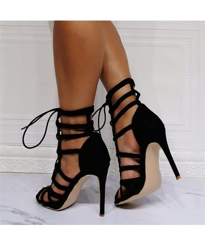 High Heel Unisex Men's Women's Sexy Stiletto Heel Strap Plus Size Party High Heel Sandals-Black||40 40 Black $38.24 Sandals