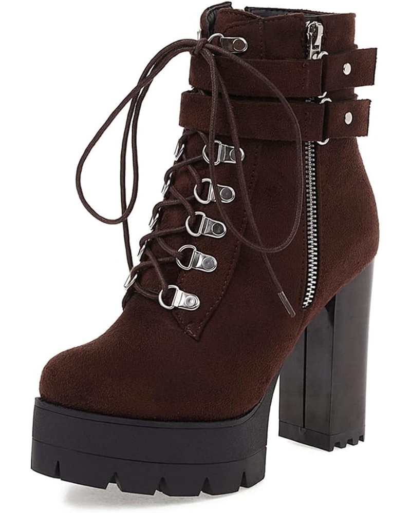 Women Fashion Platform Boots 083 Brown $23.19 Boots