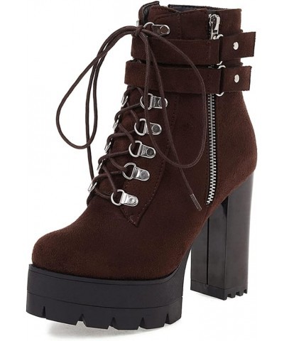 Women Fashion Platform Boots 083 Brown $23.19 Boots