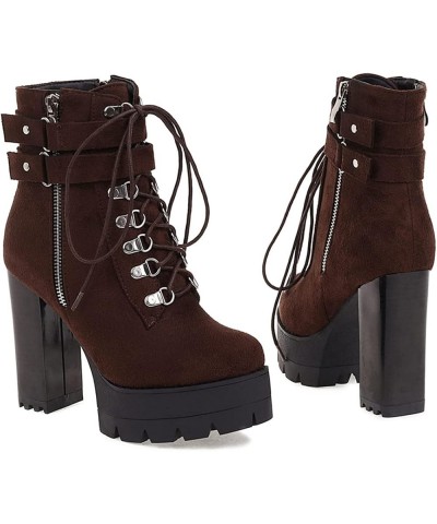 Women Fashion Platform Boots 083 Brown $23.19 Boots