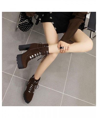 Women Fashion Platform Boots 083 Brown $23.19 Boots