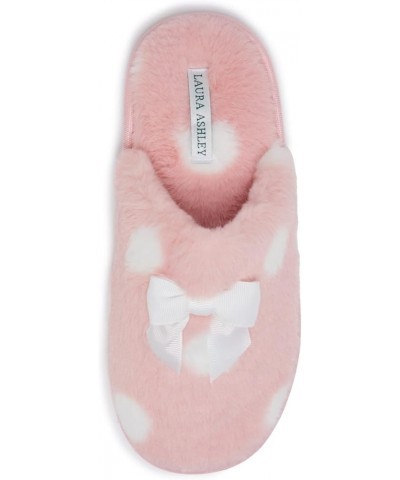 Soft Plush Memory Foam Slippers for Women, Warm Closed Toe Non Slip Polka Dot Scuff, Womens Fuzzy Slipper with Bow Pink $6.75...