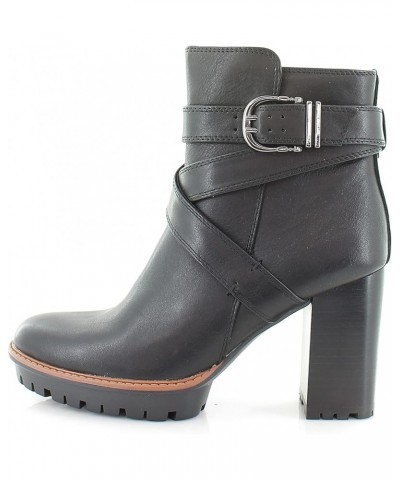 Women Madalynn Buckle Water Repellent Bootie Black Leather $44.66 Boots