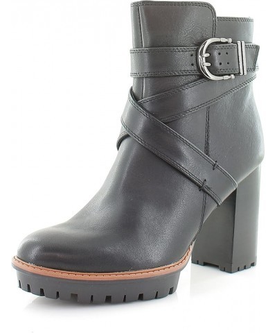 Women Madalynn Buckle Water Repellent Bootie Black Leather $44.66 Boots