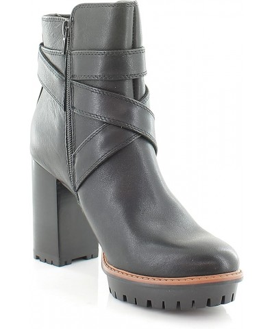 Women Madalynn Buckle Water Repellent Bootie Black Leather $44.66 Boots