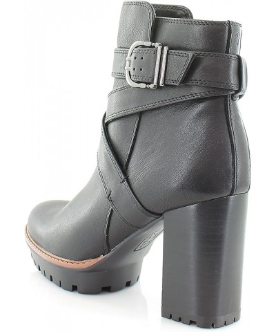 Women Madalynn Buckle Water Repellent Bootie Black Leather $44.66 Boots