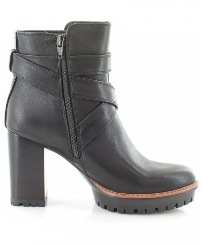 Women Madalynn Buckle Water Repellent Bootie Black Leather $44.66 Boots