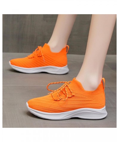 Women Walking Sneakers Athletic Training Shoes White Sneakers for Women White Canvas Sneakers for Women Z 15-orange $12.57 At...