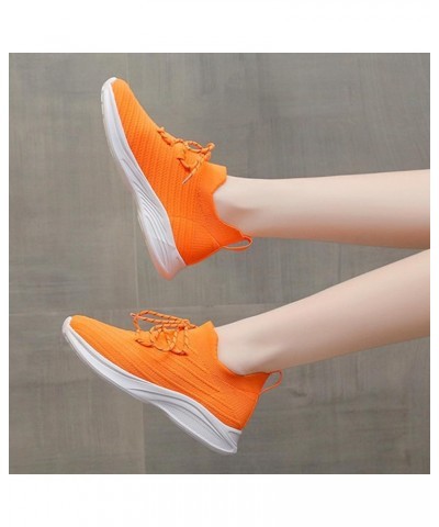 Women Walking Sneakers Athletic Training Shoes White Sneakers for Women White Canvas Sneakers for Women Z 15-orange $12.57 At...