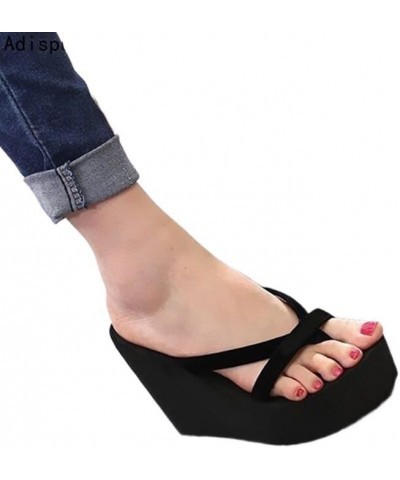 Wedge Heels Flip Flops Women Slippers Summer Thick Bottom Sandals Platform Slippers Soft Shoes Beach Slides B-yellow $16.08 S...