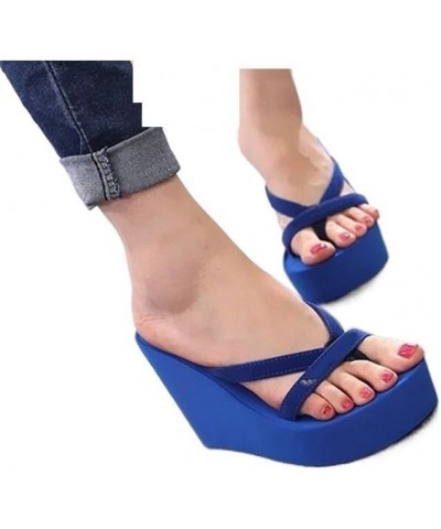 Wedge Heels Flip Flops Women Slippers Summer Thick Bottom Sandals Platform Slippers Soft Shoes Beach Slides B-yellow $16.08 S...