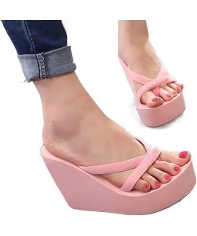 Wedge Heels Flip Flops Women Slippers Summer Thick Bottom Sandals Platform Slippers Soft Shoes Beach Slides B-yellow $16.08 S...