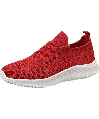 Mens Fashion Sneakers Suede Trim Low Top Lace Up Tennis Shoes Mens Casual Sneakers Soso Sneakers for Men Red $22.39 Athletic ...