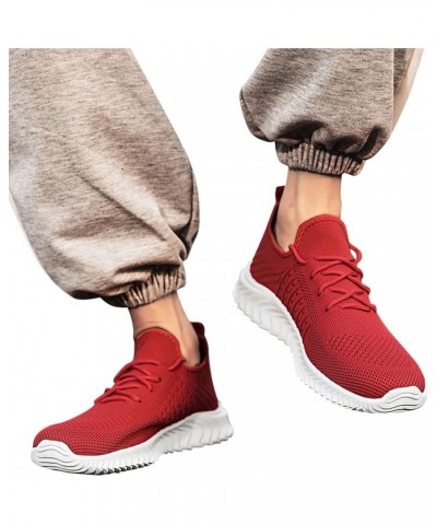 Mens Fashion Sneakers Suede Trim Low Top Lace Up Tennis Shoes Mens Casual Sneakers Soso Sneakers for Men Red $22.39 Athletic ...